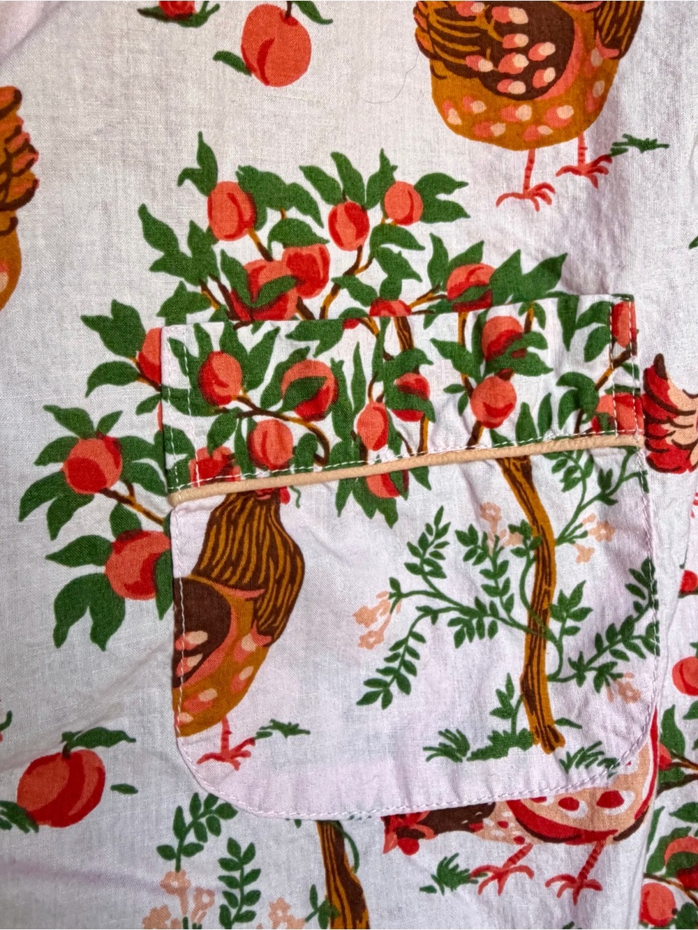 Printfresh Hen House Chicken Orchard Pajama Top Sz M Pink Organic Cotton Cottage - Picture 15 of 16